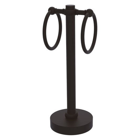 Allied Brass 953T 5" x 5" Oil Rubbed Bronze Solid Brass Vanity Top 2-Ring Guest Towel Holder With Twisted Accents