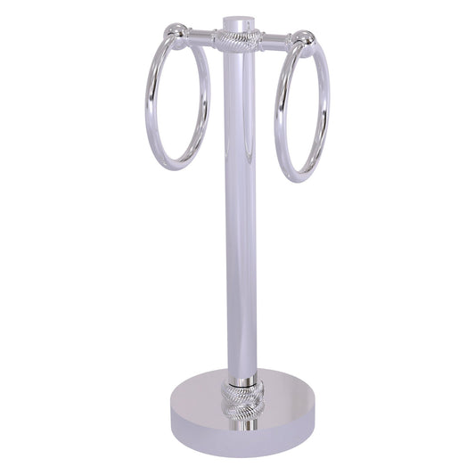 Allied Brass 953T 5" x 5" Polished Chrome Solid Brass Vanity Top 2-Ring Guest Towel Holder With Twisted Accents