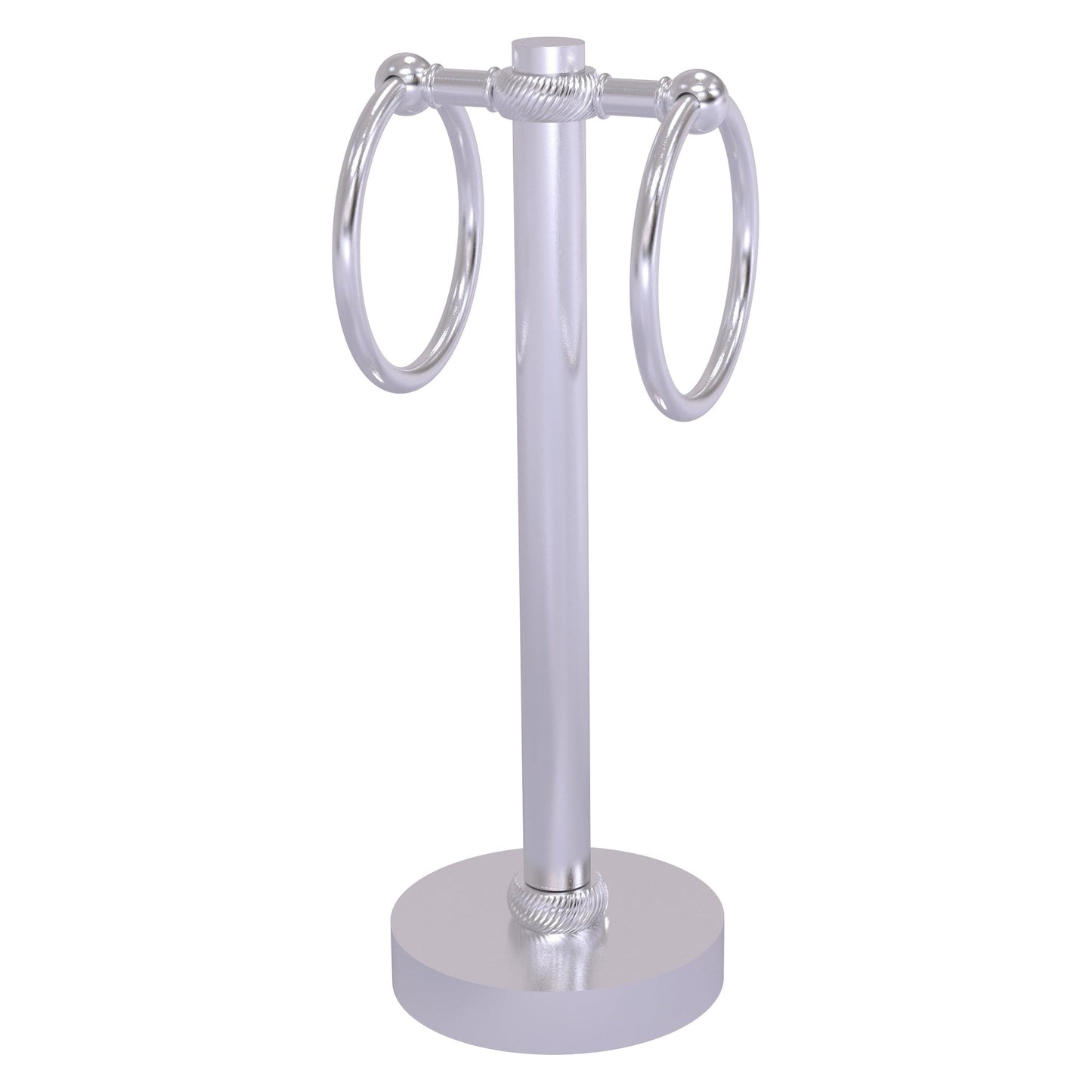 Allied Brass 953T 5" x 5" Satin Chrome Solid Brass Vanity Top 2-Ring Guest Towel Holder With Twisted Accents