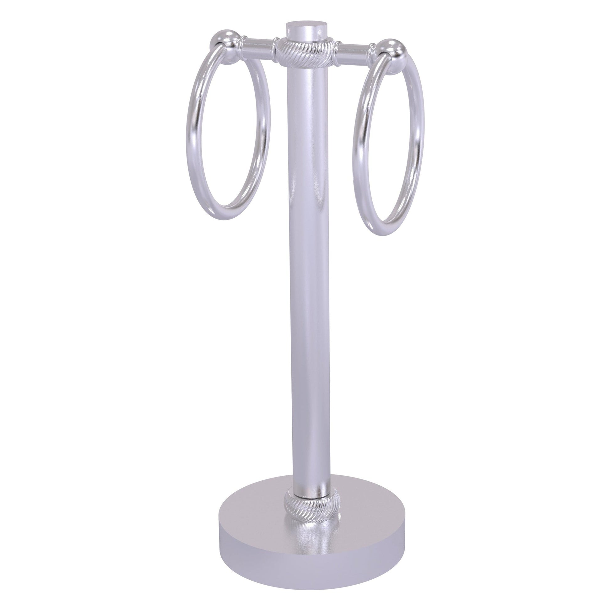 Allied Brass 953T 5" x 5" Satin Chrome Solid Brass Vanity Top 2-Ring Guest Towel Holder With Twisted Accents