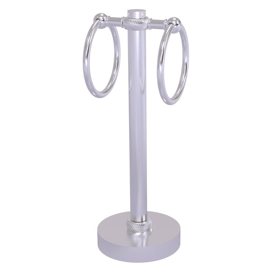 Allied Brass 953T 5" x 5" Satin Chrome Solid Brass Vanity Top 2-Ring Guest Towel Holder With Twisted Accents