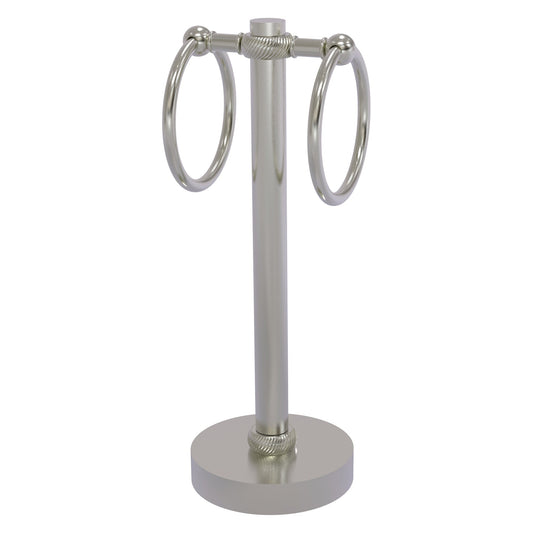 Allied Brass 953T 5" x 5" Satin Nickel Solid Brass Vanity Top 2-Ring Guest Towel Holder With Twisted Accents