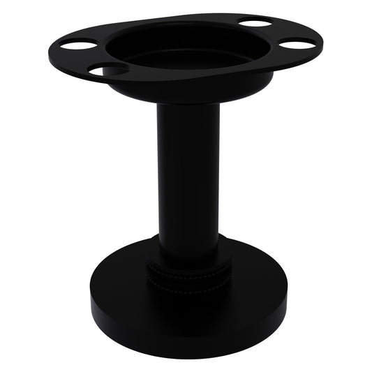 Allied Brass 955D 4" Matte Black Solid Brass Vanity Top Tumbler and Toothbrush Holder With Dotted Accents
