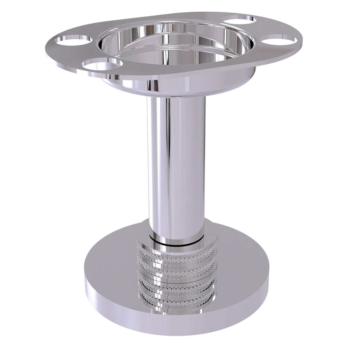 Allied Brass 955D 4" Polished Chrome Solid Brass Vanity Top Tumbler and Toothbrush Holder With Dotted Accents