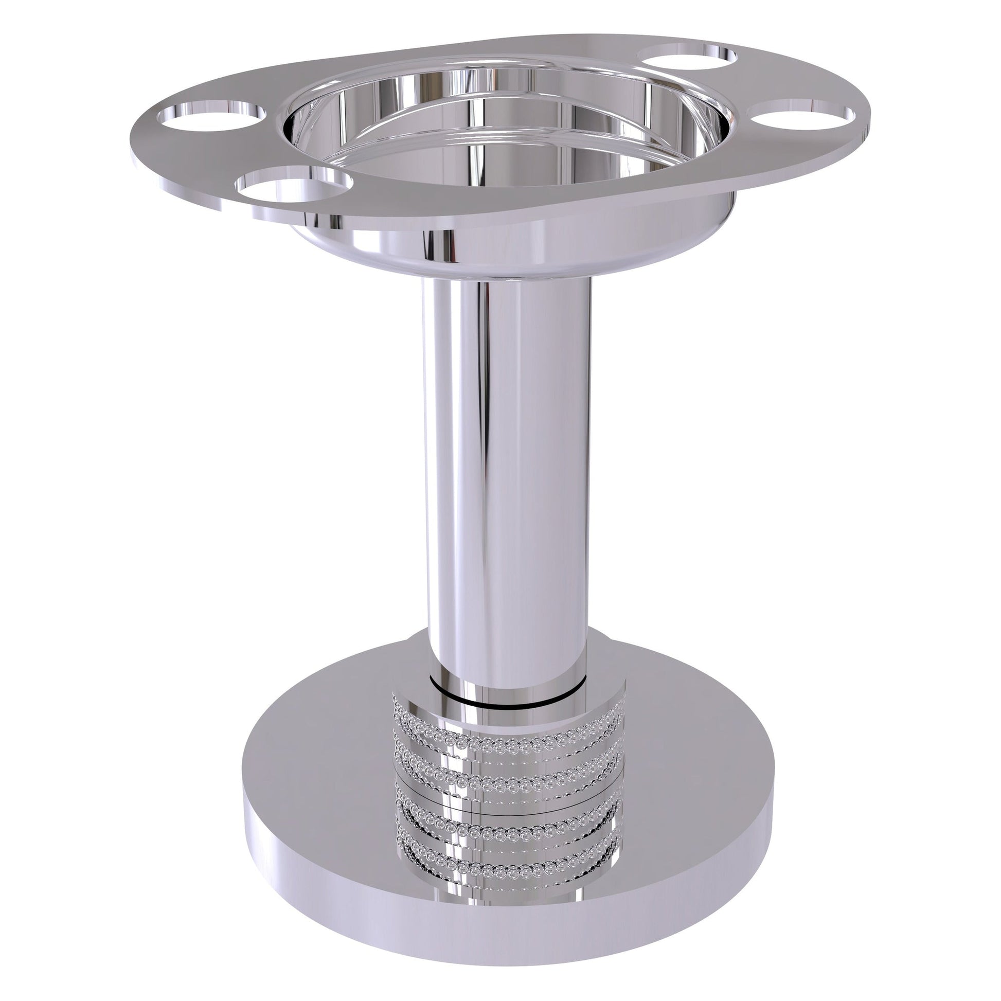 Allied Brass 955D 4" Polished Chrome Solid Brass Vanity Top Tumbler and Toothbrush Holder With Dotted Accents