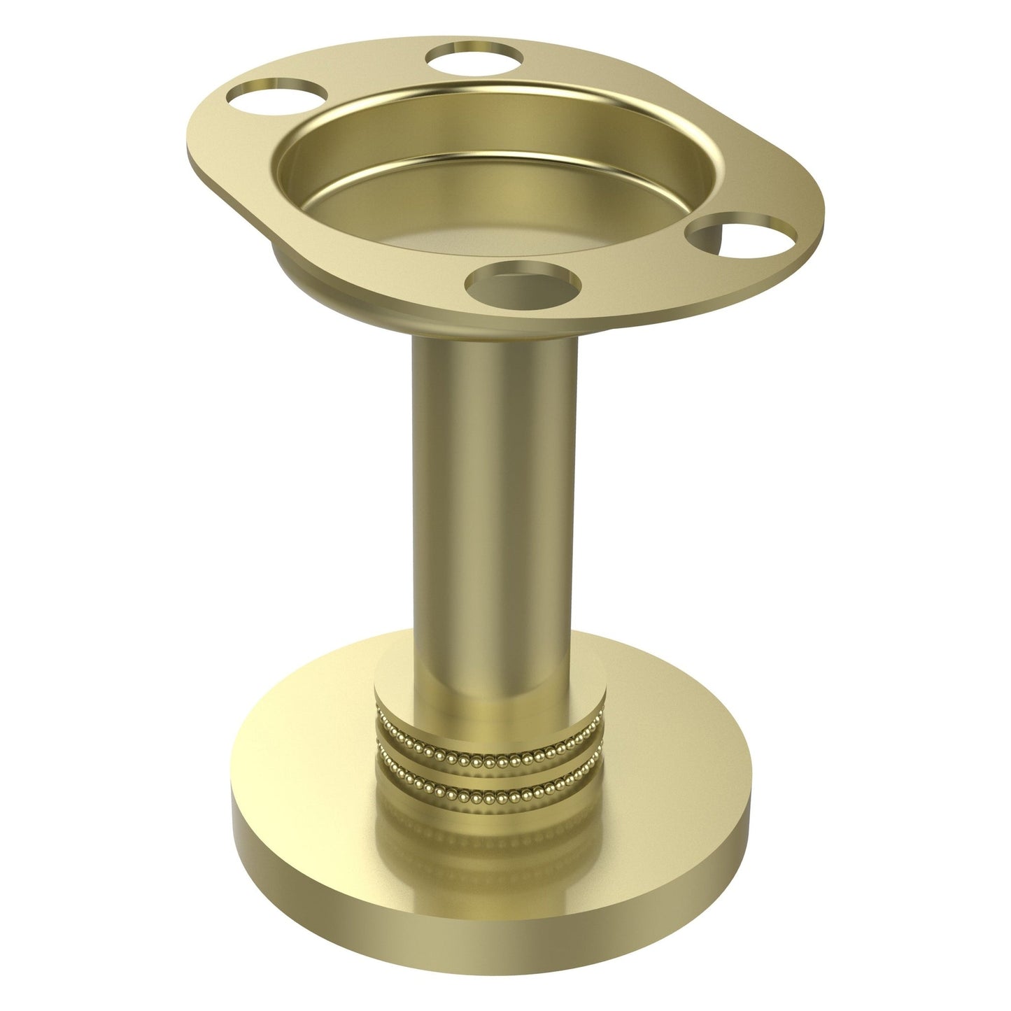 Allied Brass 955D 4" Satin Brass Solid Brass Vanity Top Tumbler and Toothbrush Holder With Dotted Accents