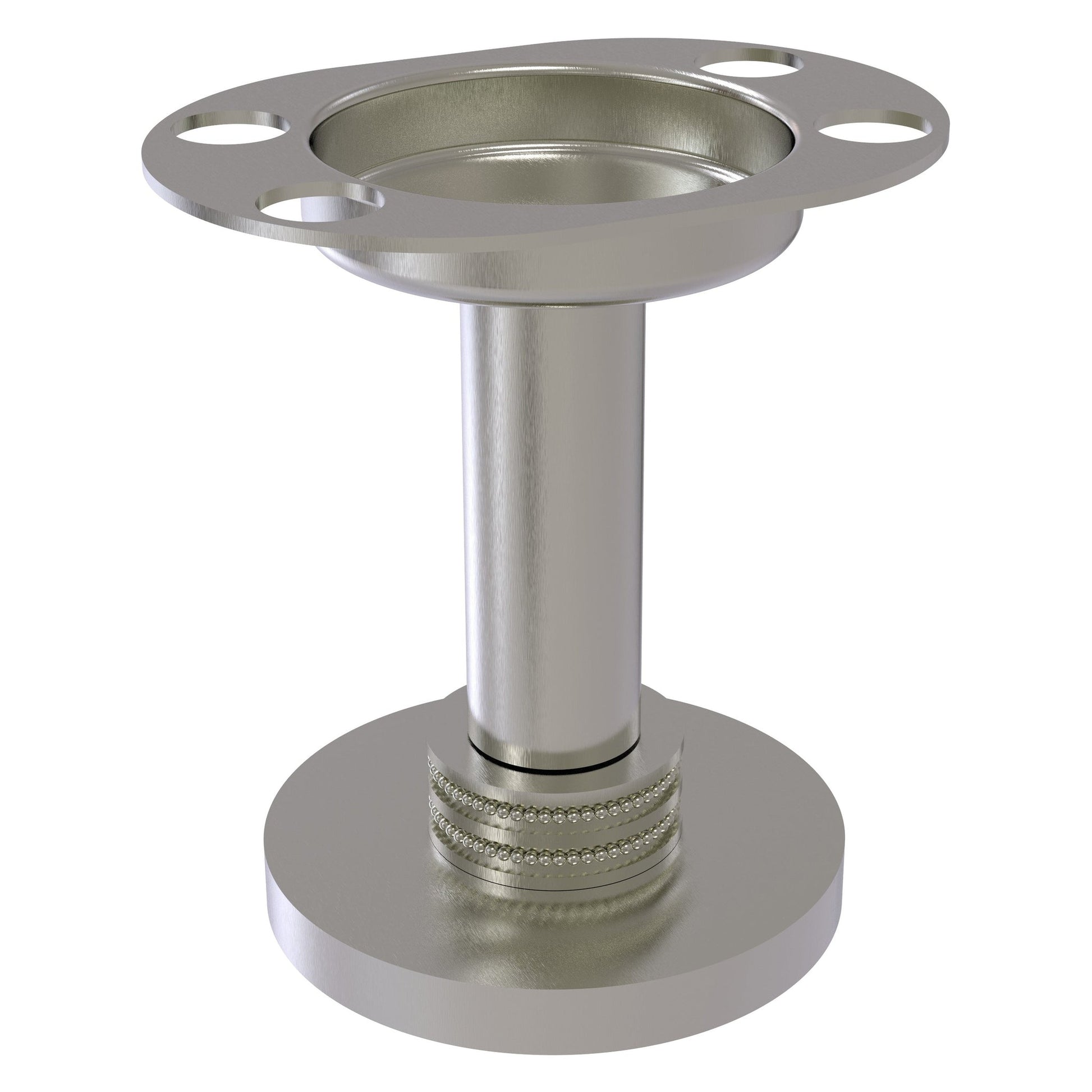 Allied Brass 955D 4" Satin Nickel Solid Brass Vanity Top Tumbler and Toothbrush Holder With Dotted Accents