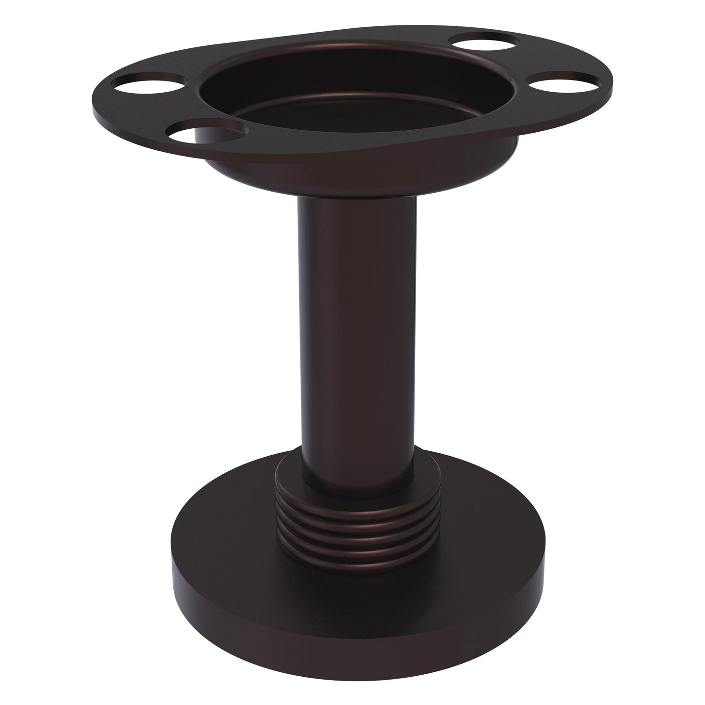 Allied Brass 955G 4" Antique Bronze Solid Brass Vanity Top Tumbler and Toothbrush Holder With Grooved Accents