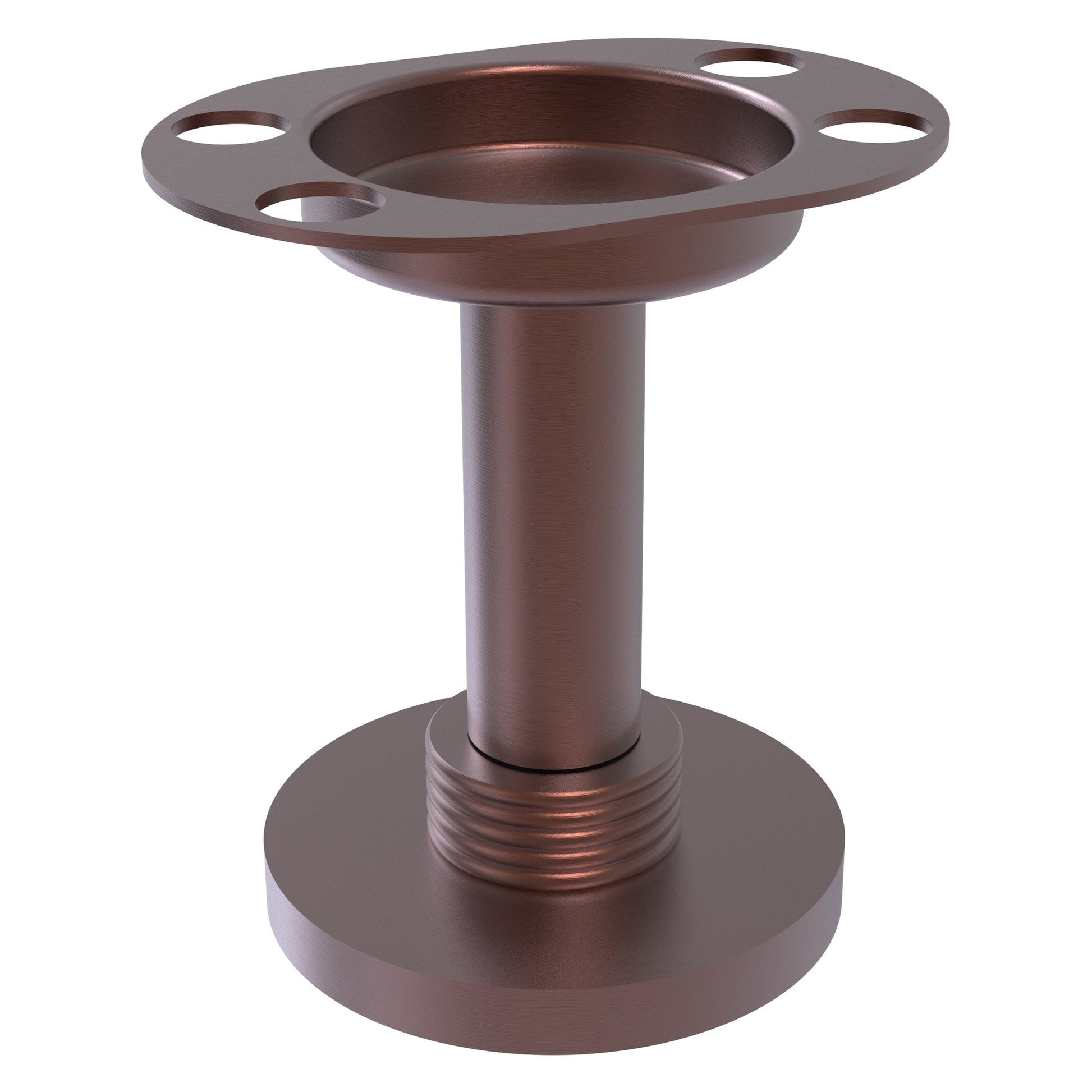 Allied Brass 955G 4" Antique Copper Solid Brass Vanity Top Tumbler and Toothbrush Holder With Grooved Accents