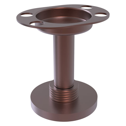 Allied Brass 955G 4" Antique Copper Solid Brass Vanity Top Tumbler and Toothbrush Holder With Grooved Accents
