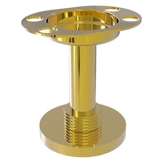 Allied Brass 955G 4" Polished Brass Solid Brass Vanity Top Tumbler and Toothbrush Holder With Grooved Accents