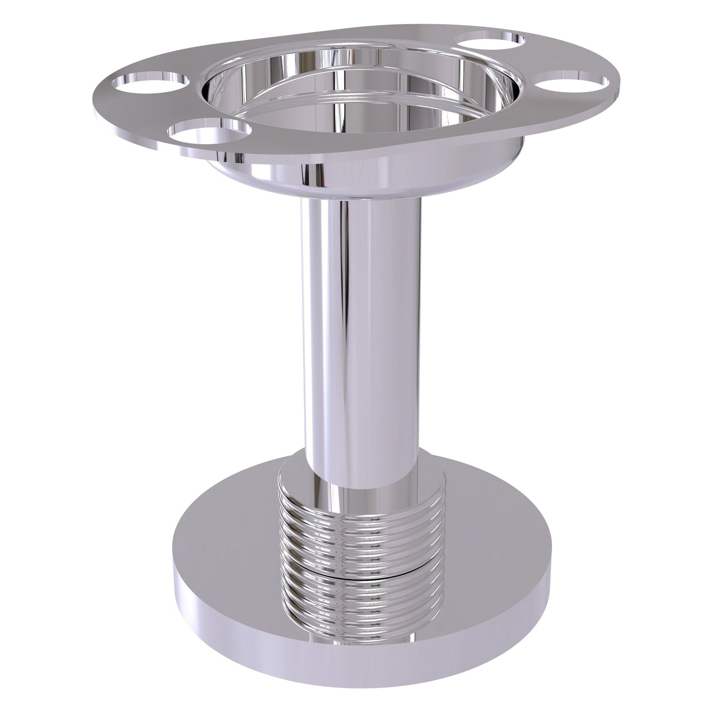 Allied Brass 955G 4" Polished Chrome Solid Brass Vanity Top Tumbler and Toothbrush Holder With Grooved Accents