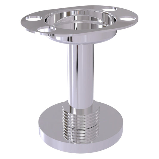 Allied Brass 955G 4" Polished Chrome Solid Brass Vanity Top Tumbler and Toothbrush Holder With Grooved Accents