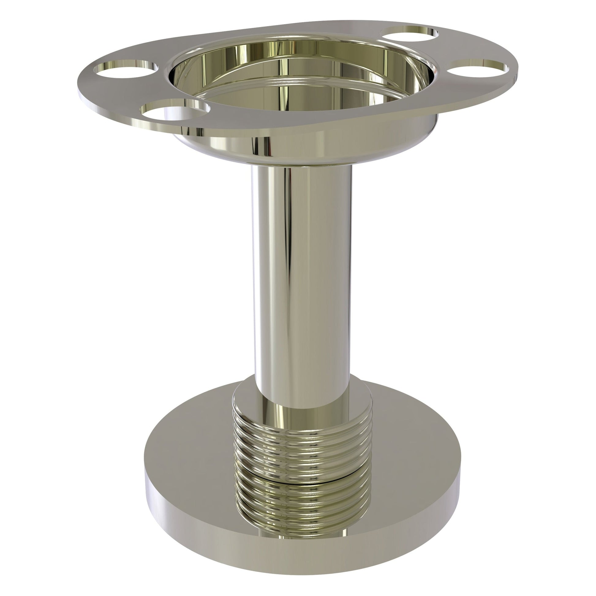 Allied Brass 955G 4" Polished Nickel Solid Brass Vanity Top Tumbler and Toothbrush Holder With Grooved Accents