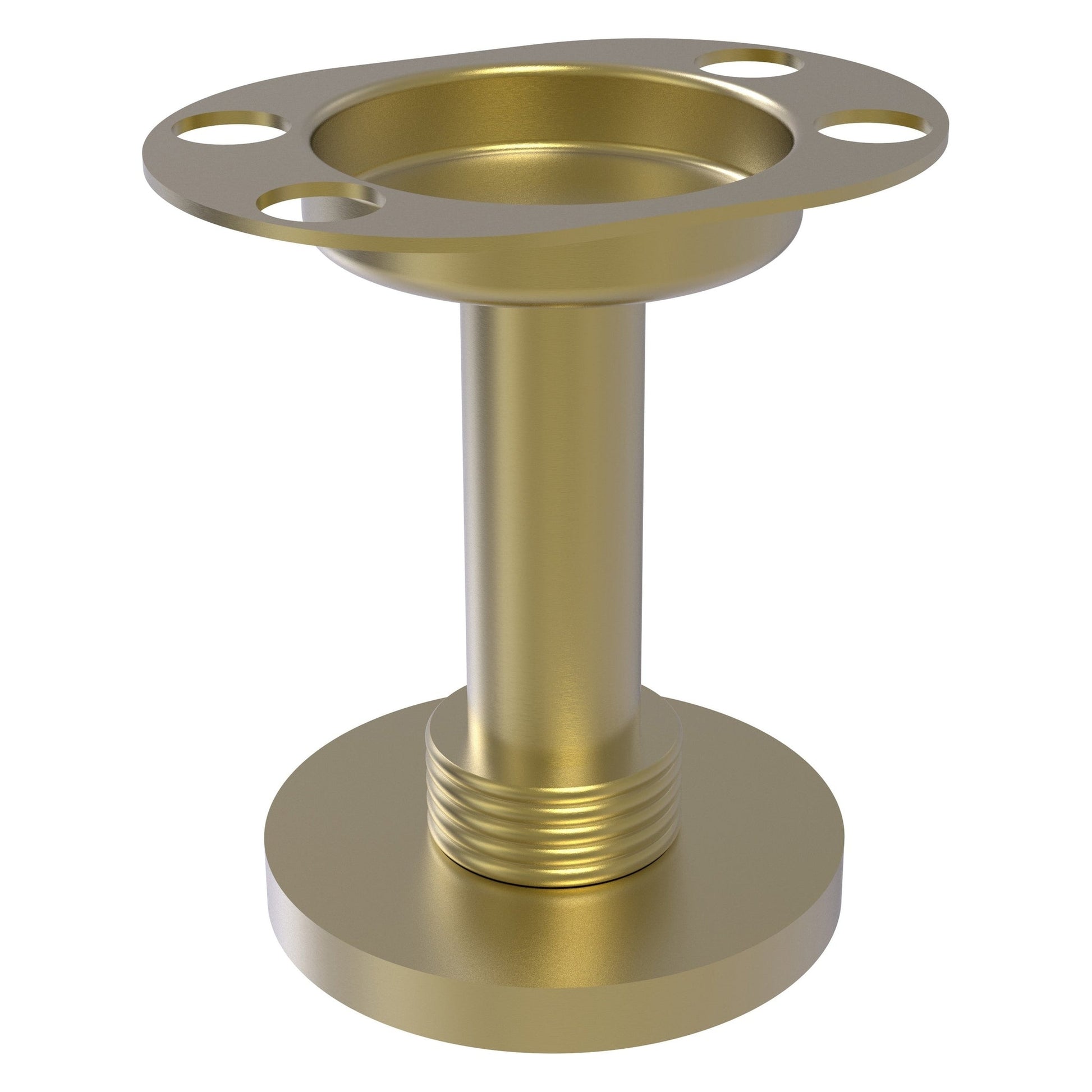 Allied Brass 955G 4" Satin Brass Solid Brass Vanity Top Tumbler and Toothbrush Holder With Grooved Accents