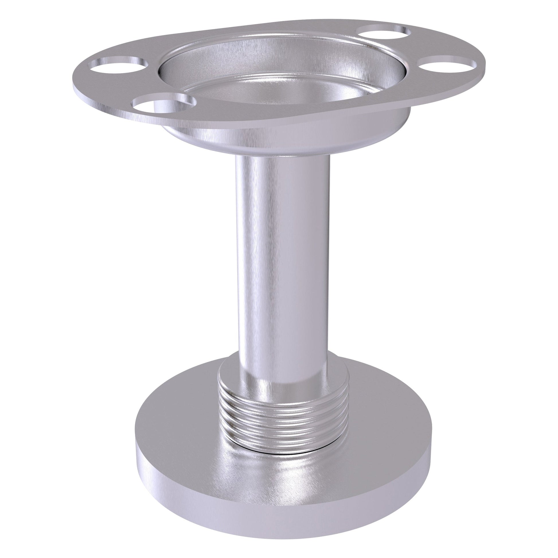 Allied Brass 955G 4" Satin Chrome Solid Brass Vanity Top Tumbler and Toothbrush Holder With Grooved Accents