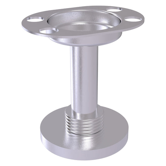 Allied Brass 955G 4" Satin Chrome Solid Brass Vanity Top Tumbler and Toothbrush Holder With Grooved Accents