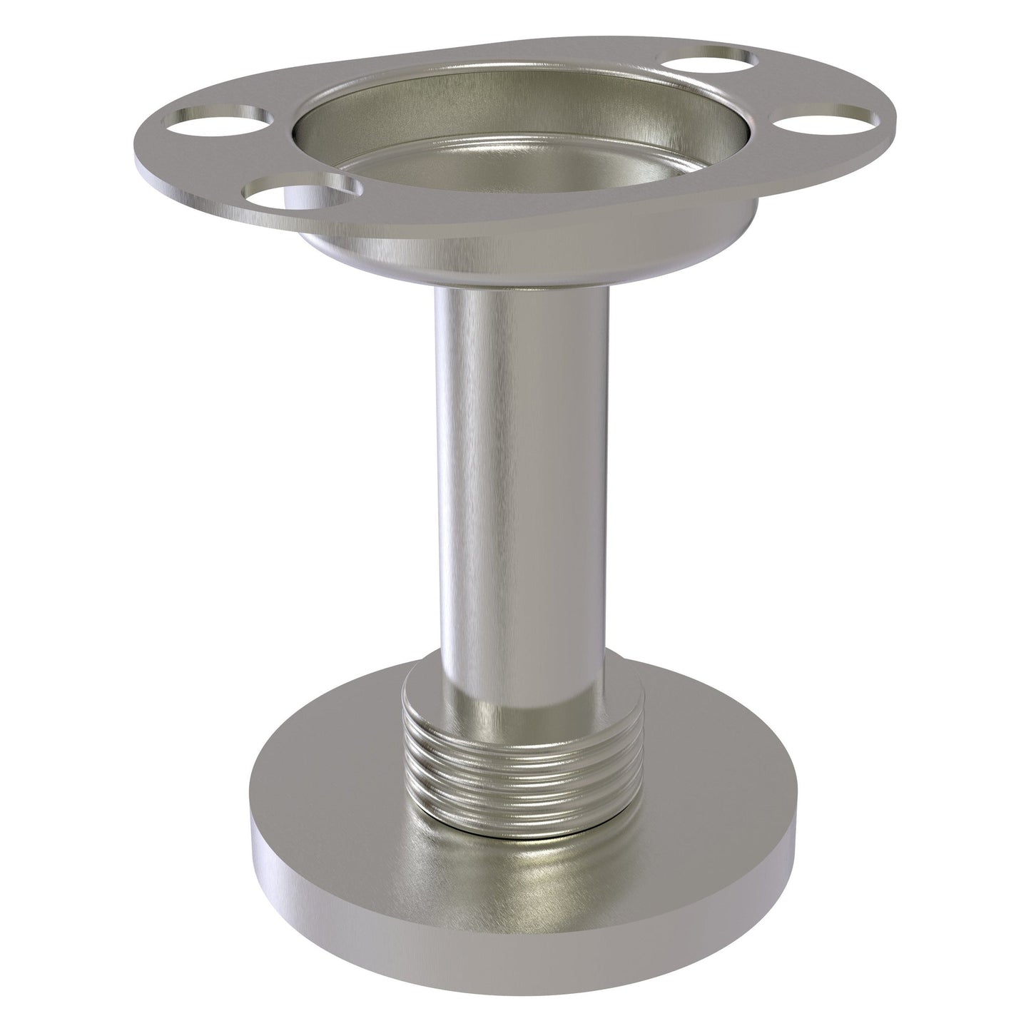 Allied Brass 955G 4" Satin Nickel Solid Brass Vanity Top Tumbler and Toothbrush Holder With Grooved Accents