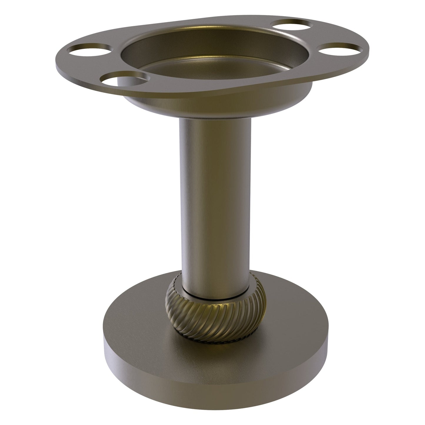 Allied Brass 955T 4" Antique Brass Solid Brass Vanity Top Tumbler and Toothbrush Holder With Twisted Accents