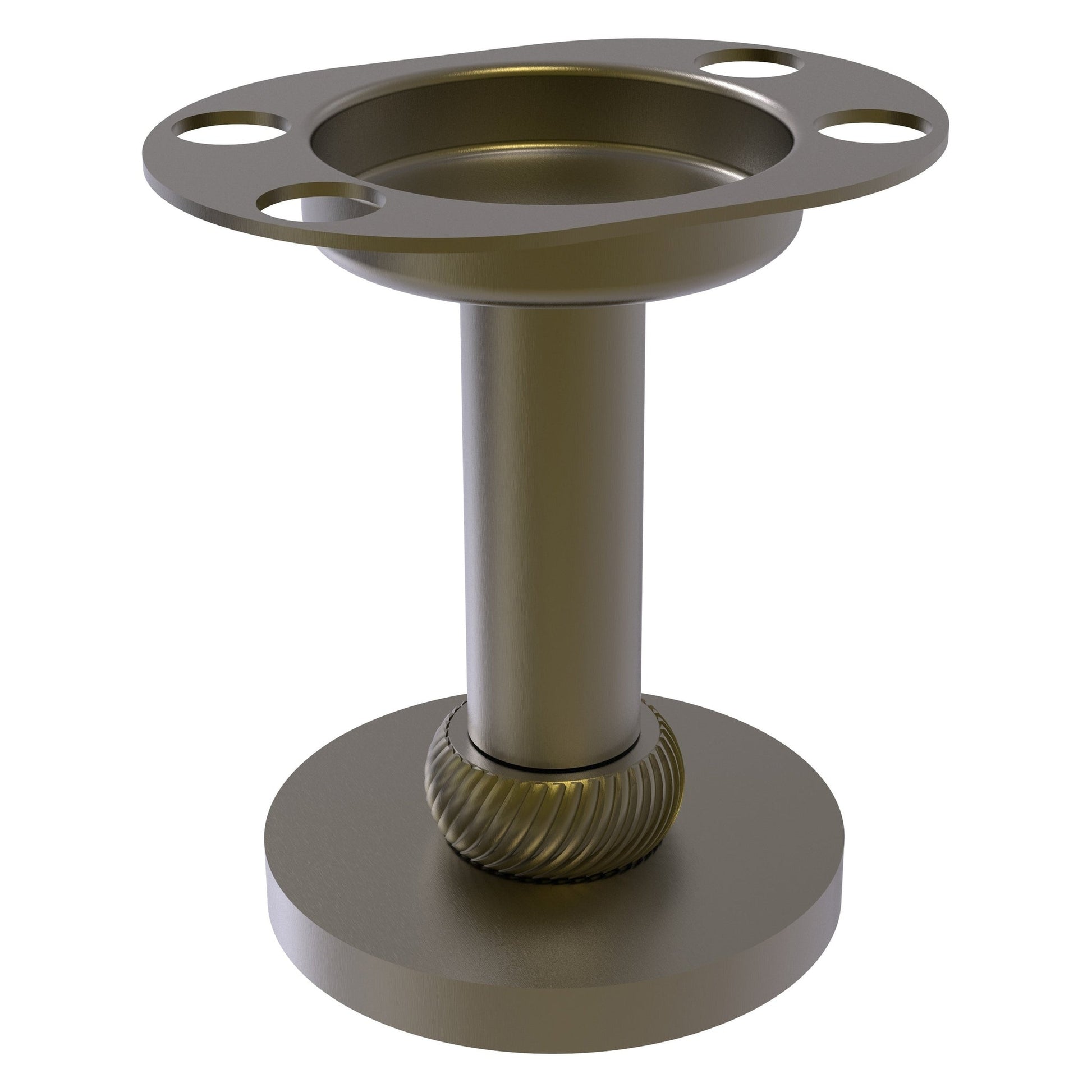 Allied Brass 955T 4" Antique Brass Solid Brass Vanity Top Tumbler and Toothbrush Holder With Twisted Accents