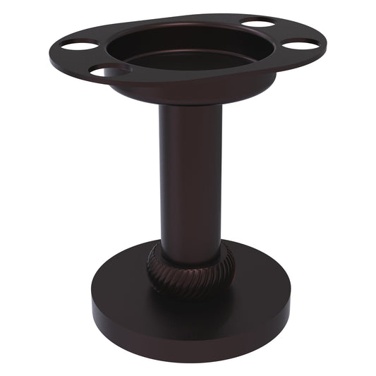 Allied Brass 955T 4" Antique Bronze Solid Brass Vanity Top Tumbler and Toothbrush Holder With Twisted Accents