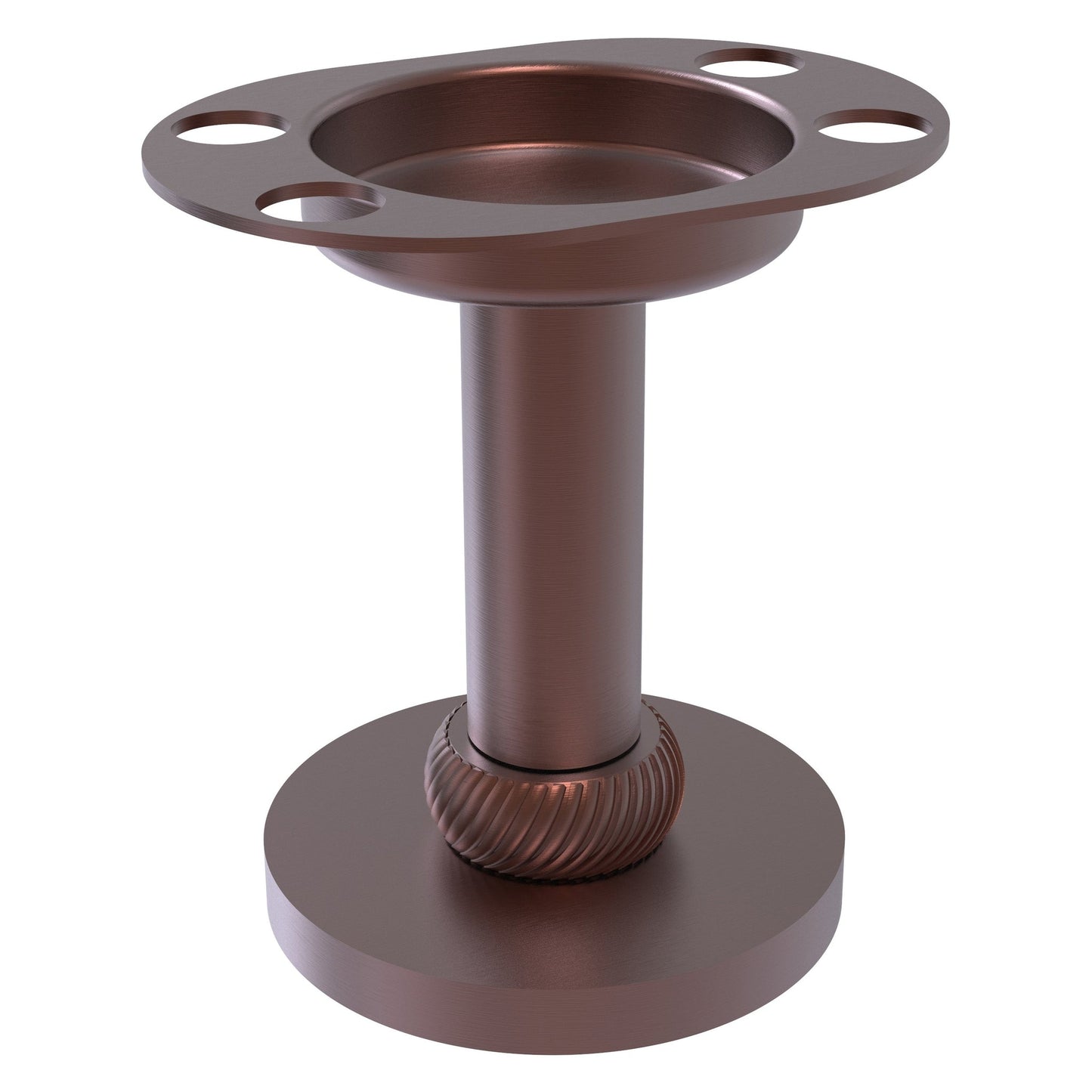 Allied Brass 955T 4" Antique Copper Solid Brass Vanity Top Tumbler and Toothbrush Holder With Twisted Accents