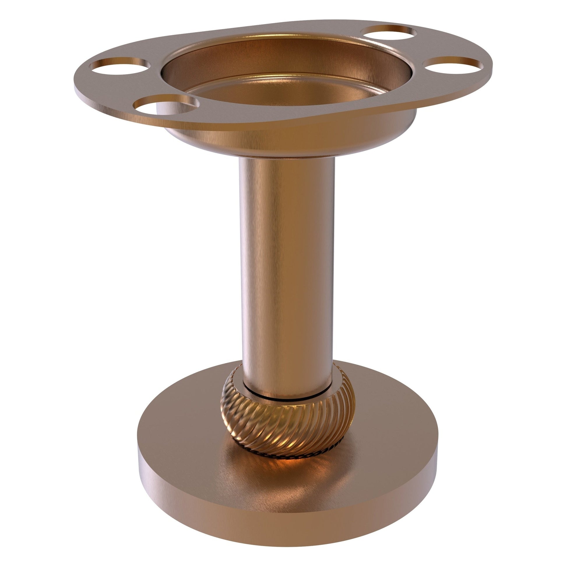 Allied Brass 955T 4" Brushed Bronze Solid Brass Vanity Top Tumbler and Toothbrush Holder With Twisted Accents
