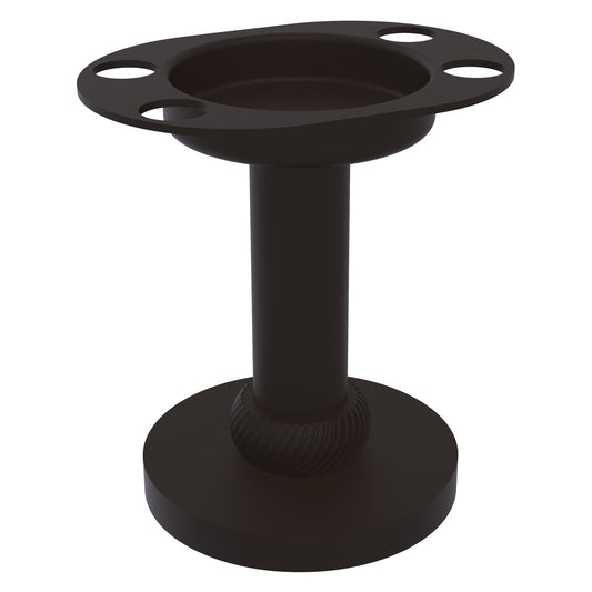 Allied Brass 955T 4" Oil Rubbed Bronze Solid Brass Vanity Top Tumbler and Toothbrush Holder With Twisted Accents