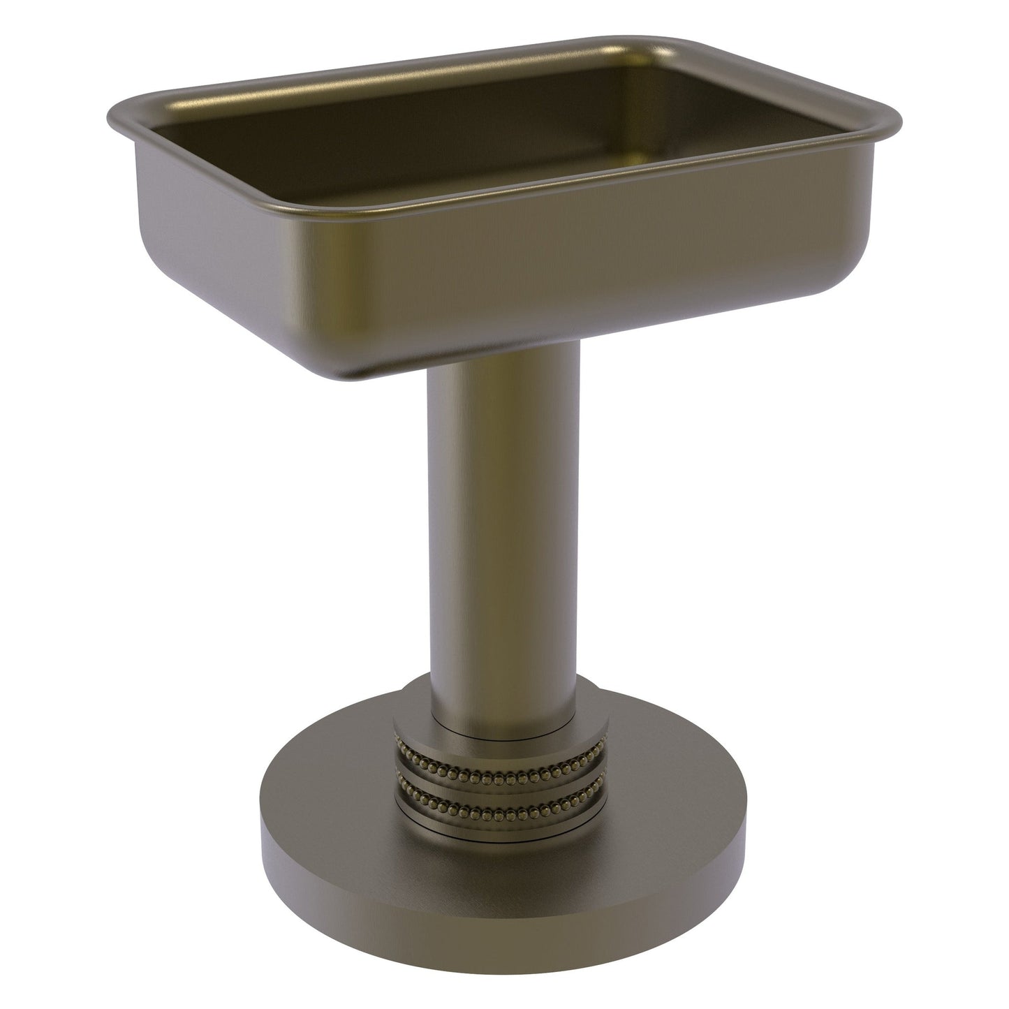 Allied Brass 956D 5" x 4" Antique Brass Solid Brass Vanity Top Soap Dish With Dotted Accents