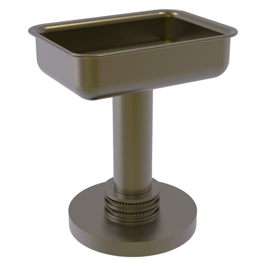 Allied Brass 956D 5" x 4" Antique Brass Solid Brass Vanity Top Soap Dish With Dotted Accents