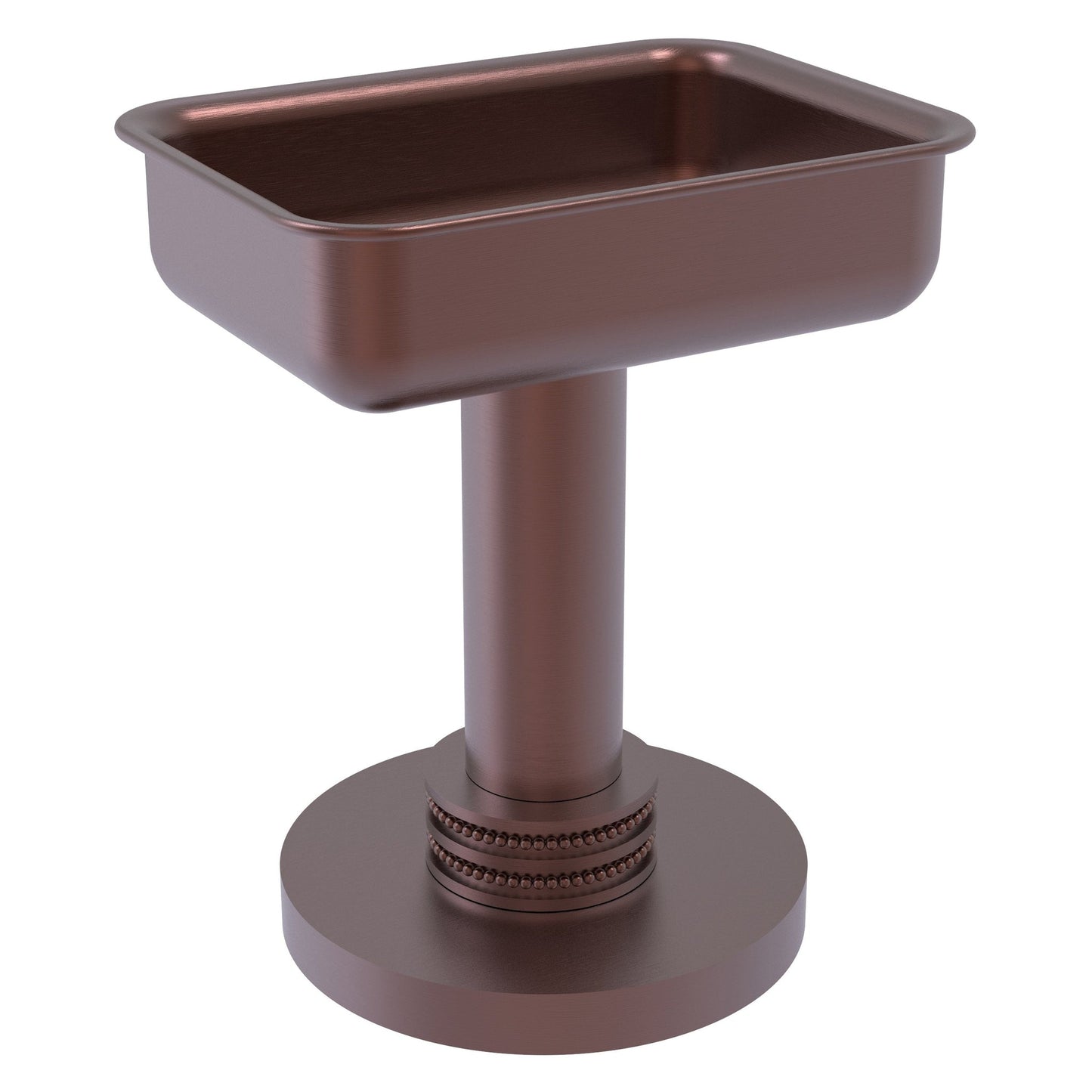 Allied Brass 956D 5" x 4" Antique Copper Solid Brass Vanity Top Soap Dish With Dotted Accents