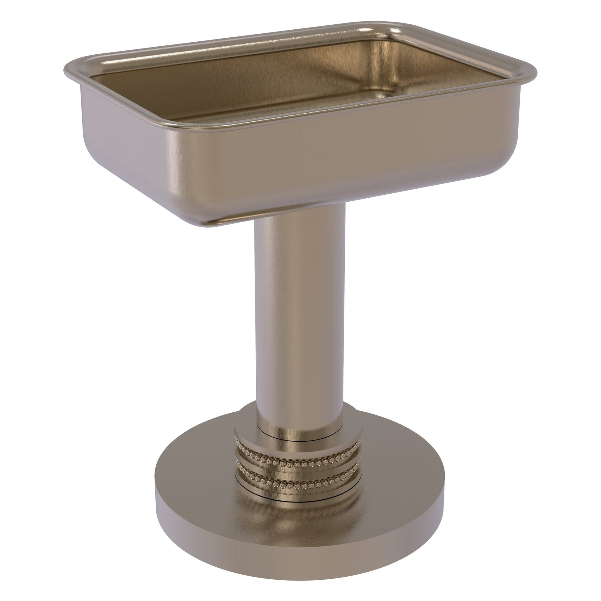 Allied Brass 956D 5" x 4" Antique Pewter Solid Brass Vanity Top Soap Dish With Dotted Accents