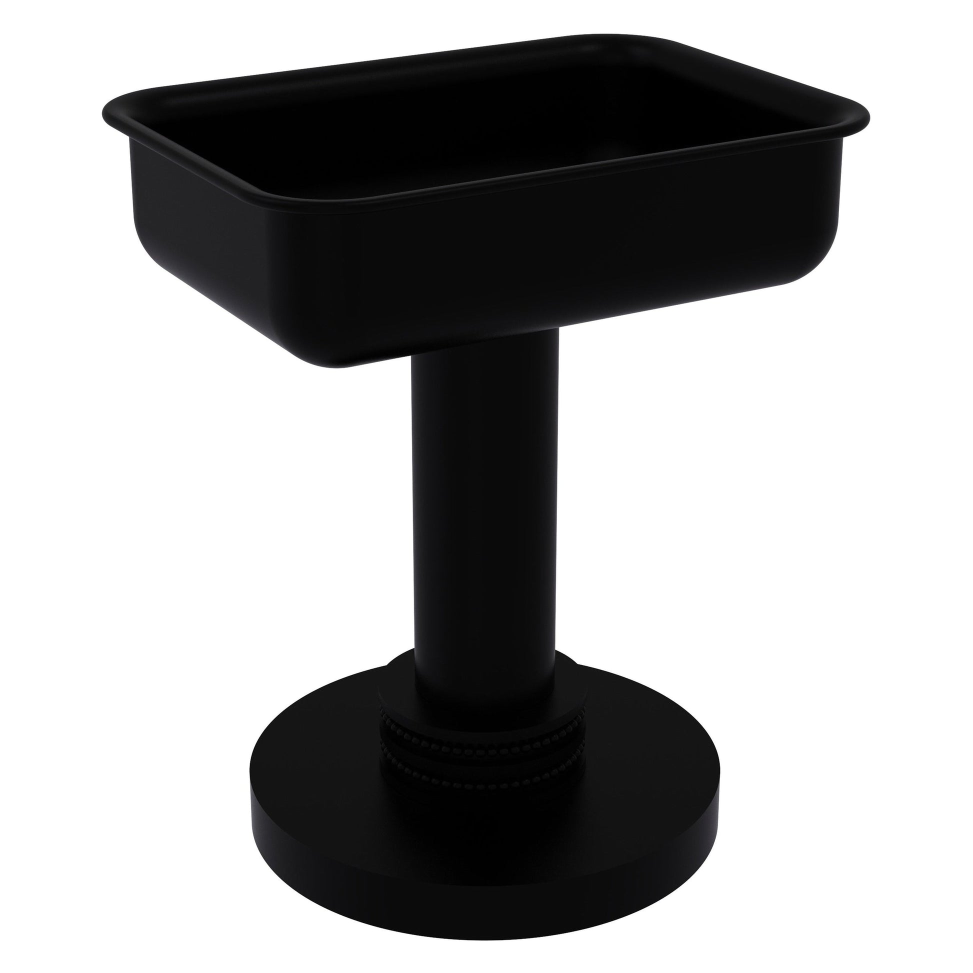 Allied Brass 956D 5" x 4" Matte Black Solid Brass Vanity Top Soap Dish With Dotted Accents