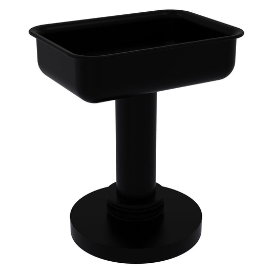Allied Brass 956D 5" x 4" Matte Black Solid Brass Vanity Top Soap Dish With Dotted Accents