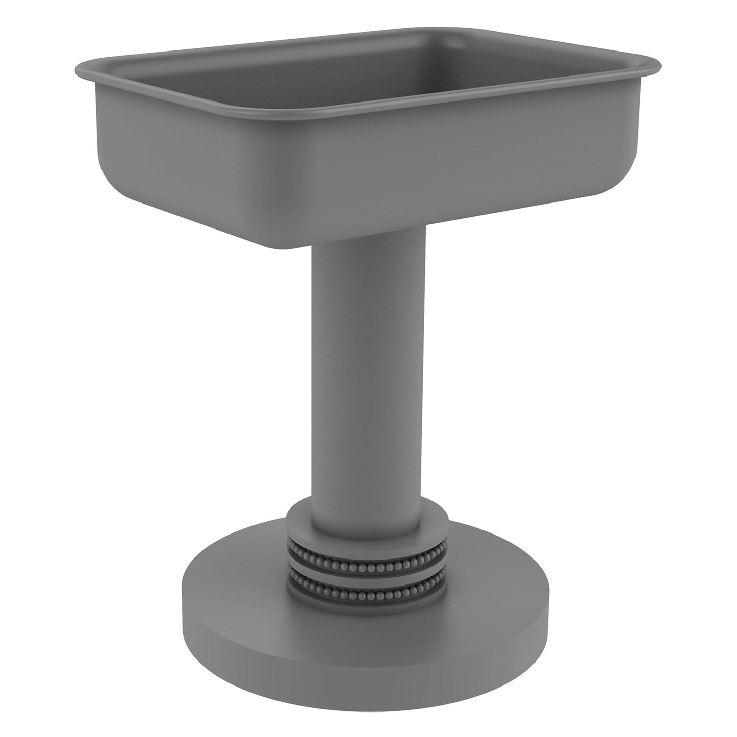 Allied Brass 956D 5" x 4" Matte Gray Solid Brass Vanity Top Soap Dish With Dotted Accents