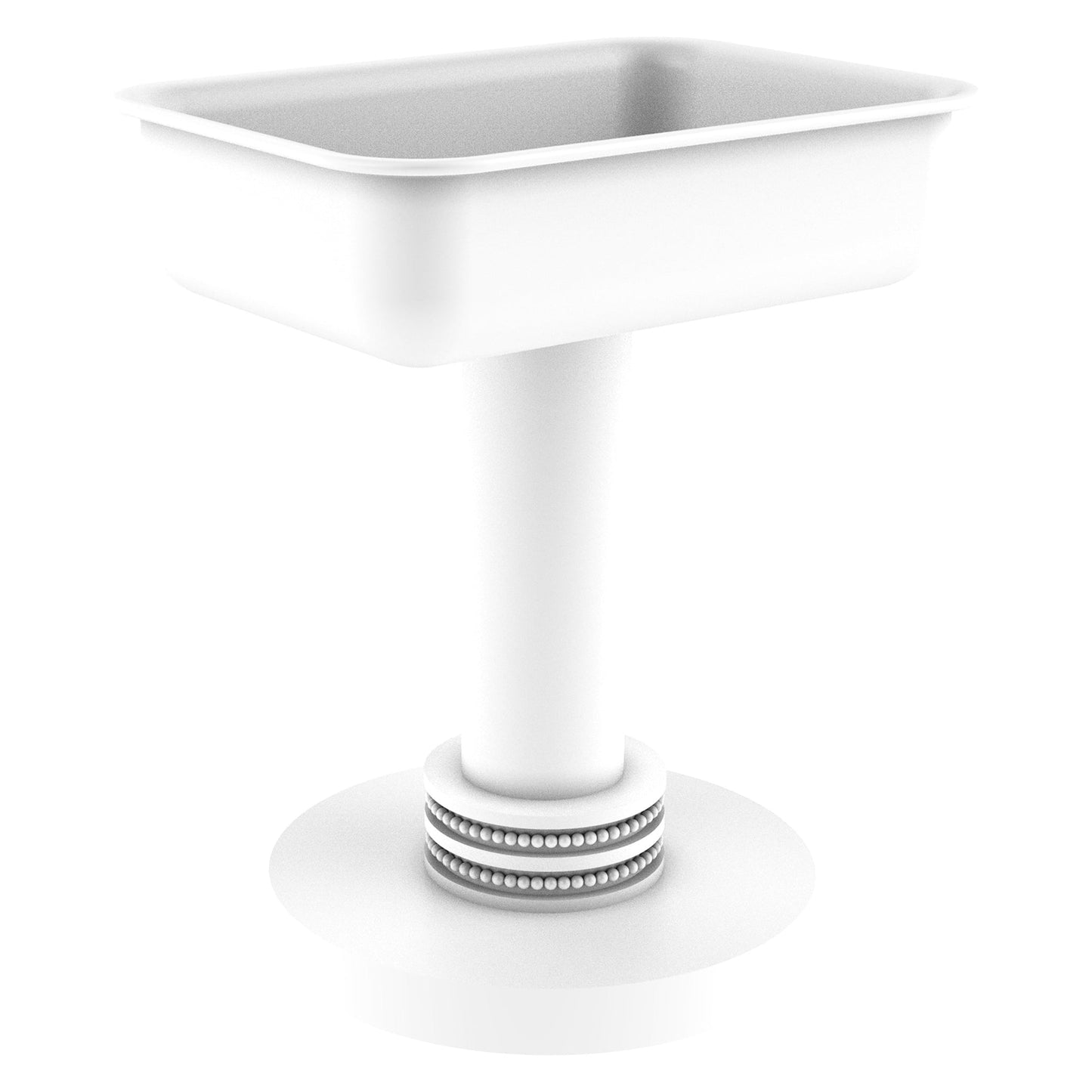 Allied Brass 956D 5" x 4" Matte White Solid Brass Vanity Top Soap Dish With Dotted Accents