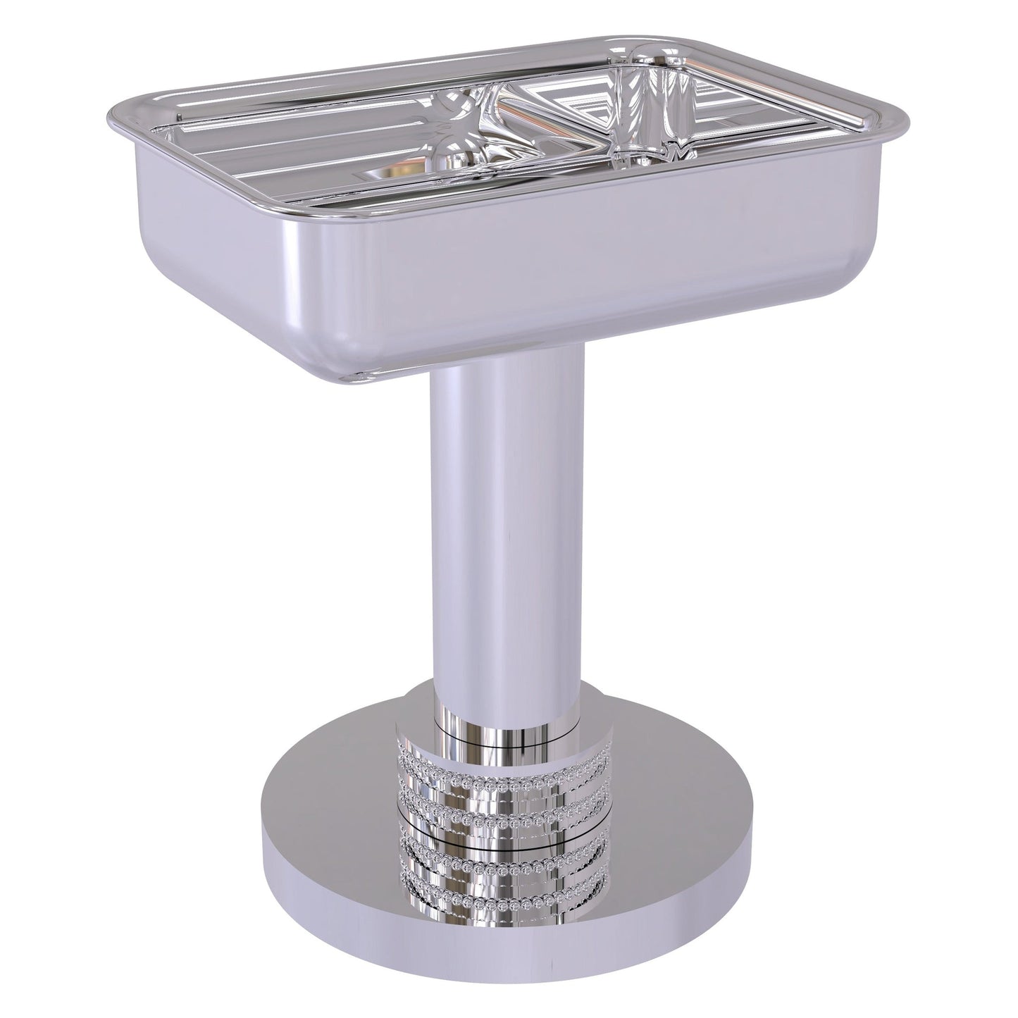 Allied Brass 956D 5" x 4" Polished Chrome Solid Brass Vanity Top Soap Dish With Dotted Accents