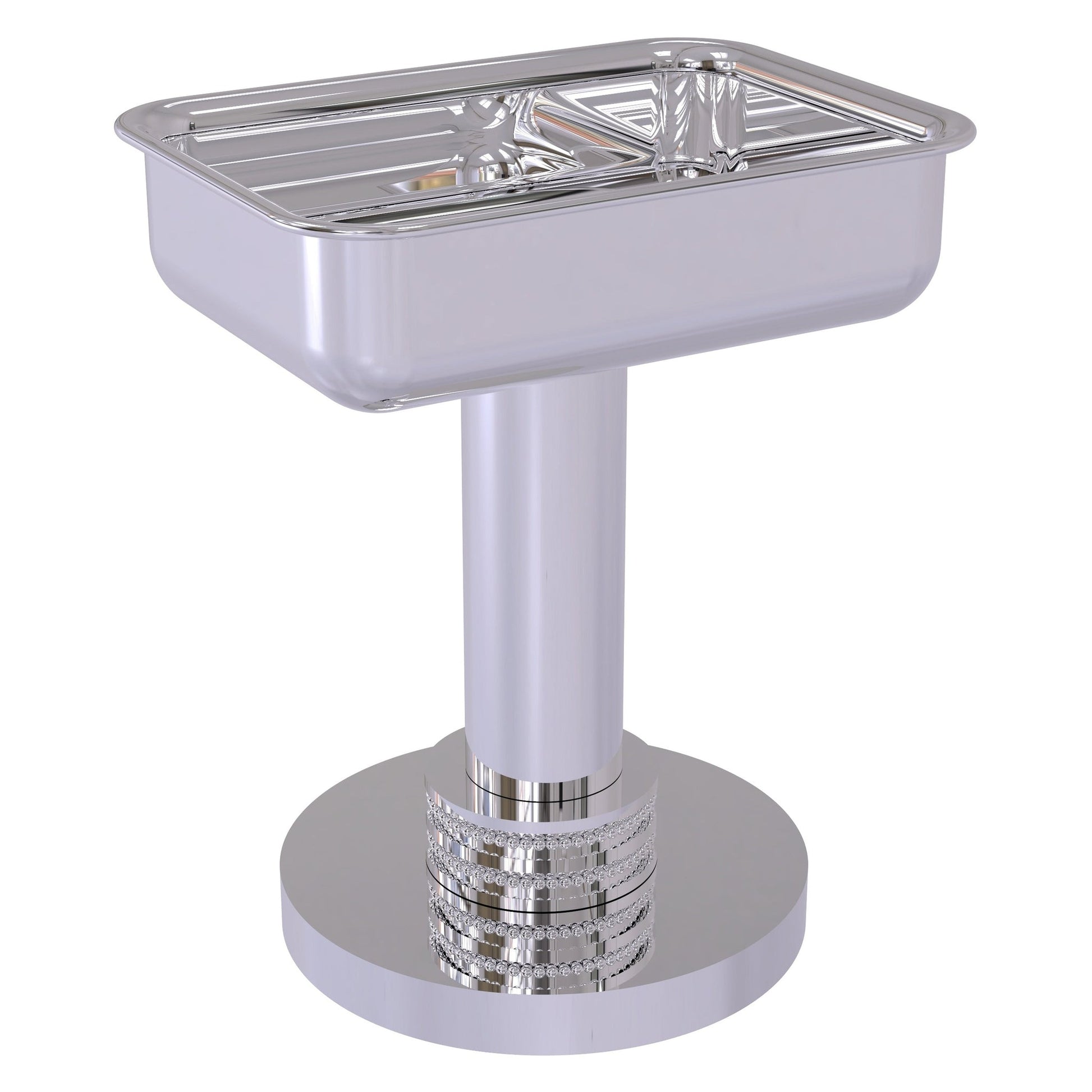 Allied Brass 956D 5" x 4" Polished Chrome Solid Brass Vanity Top Soap Dish With Dotted Accents