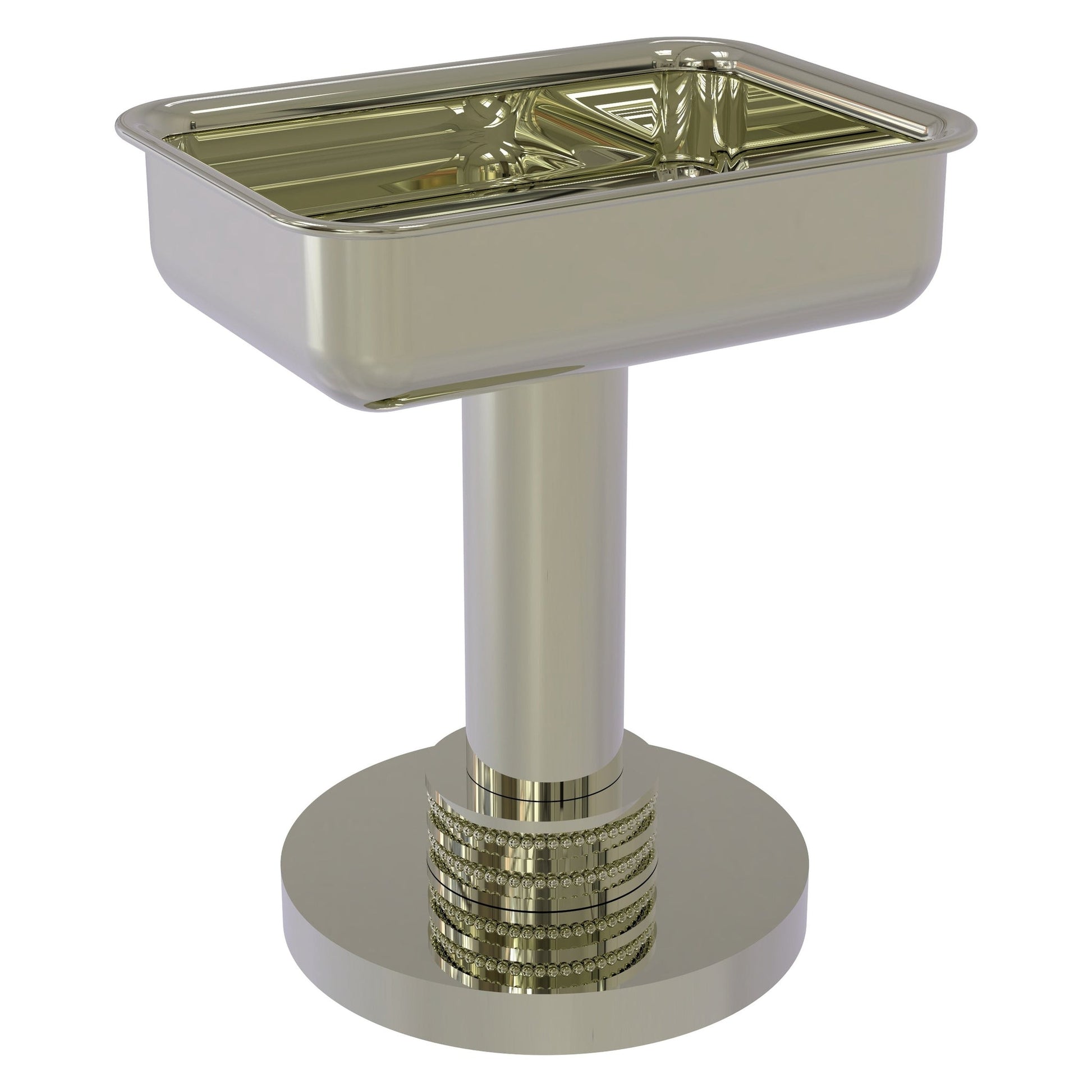 Allied Brass 956D 5" x 4" Polished Nickel Solid Brass Vanity Top Soap Dish With Dotted Accents