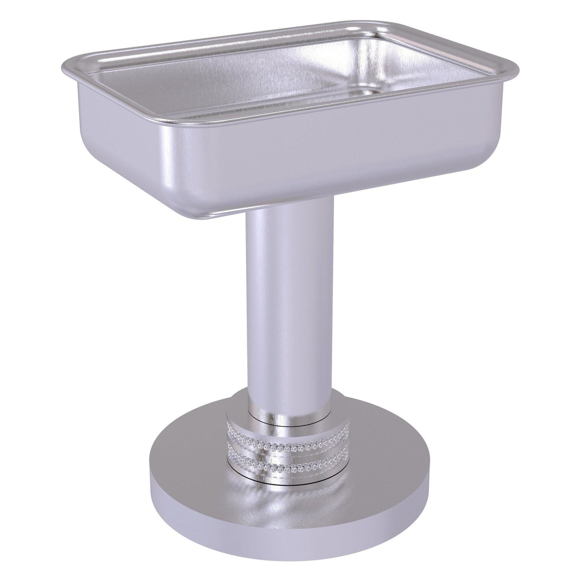 Allied Brass 956D 5" x 4" Satin Chrome Solid Brass Vanity Top Soap Dish With Dotted Accents