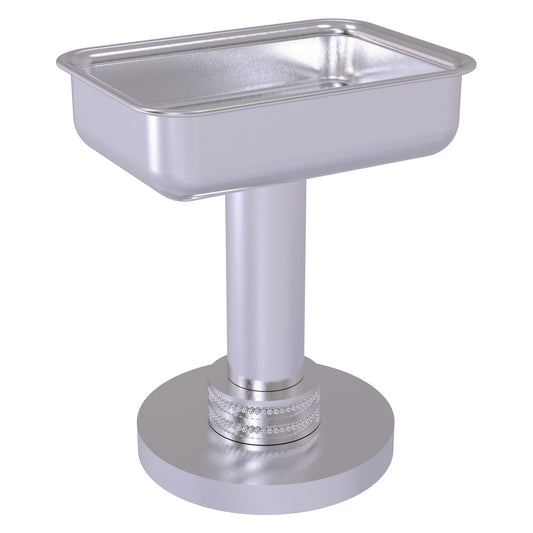 Allied Brass 956D 5" x 4" Satin Chrome Solid Brass Vanity Top Soap Dish With Dotted Accents