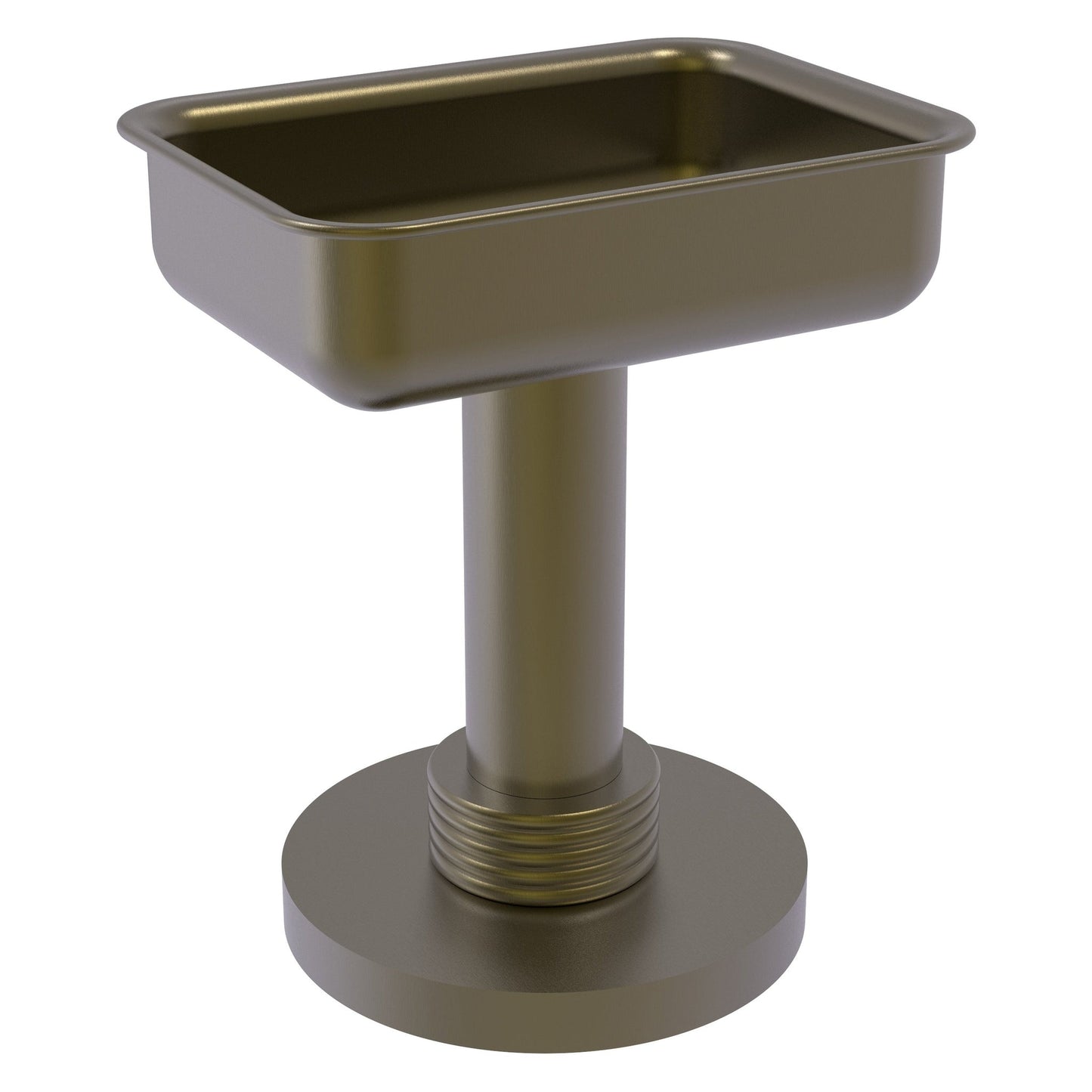 Allied Brass 956G 5" x 4" Antique Brass Solid Brass Vanity Top Soap Dish With Grooved Accents