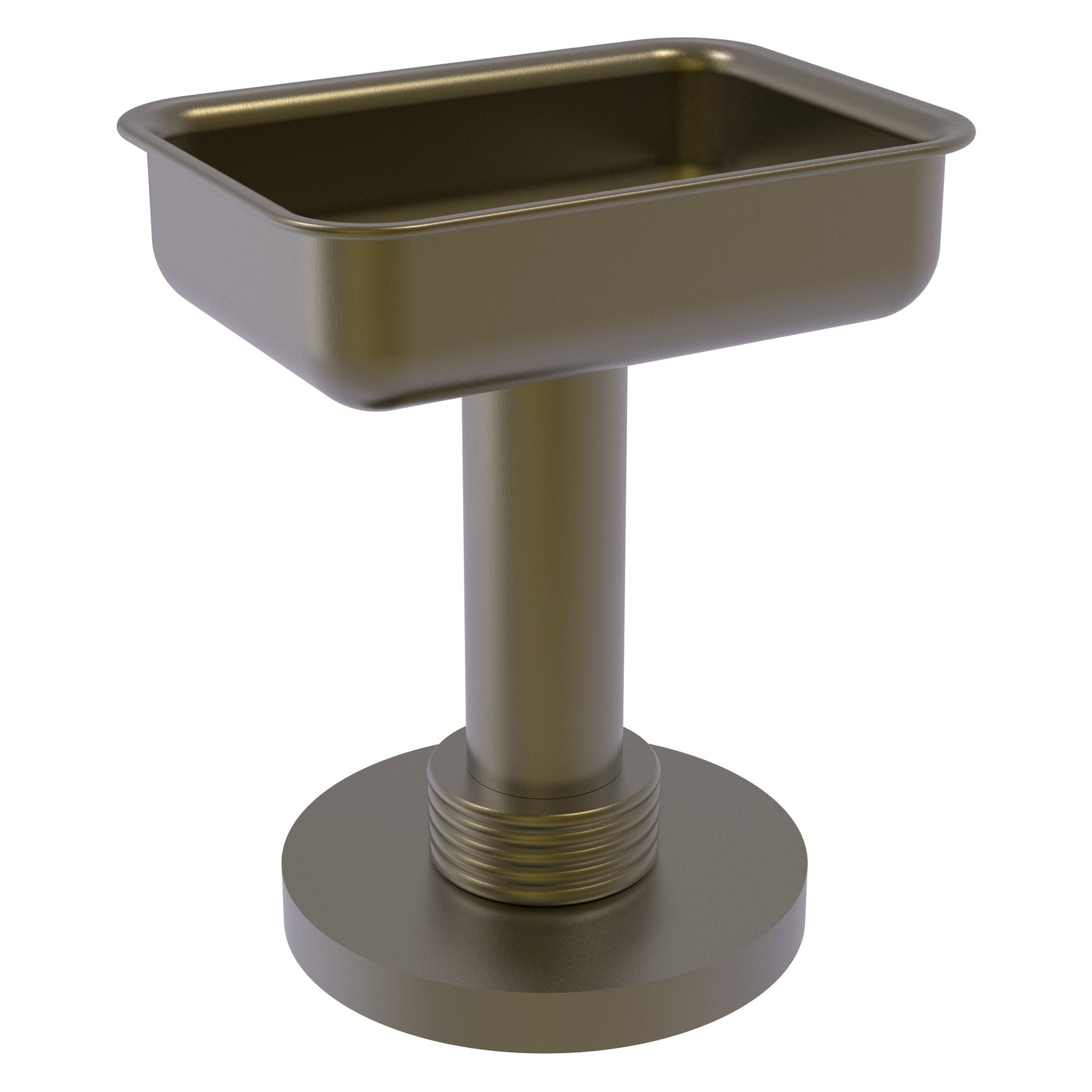 Allied Brass 956G 5" x 4" Antique Brass Solid Brass Vanity Top Soap Dish With Grooved Accents