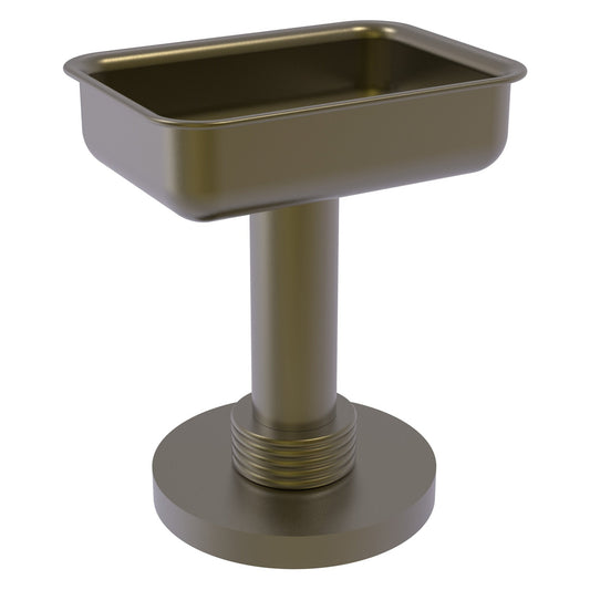 Allied Brass 956G 5" x 4" Antique Brass Solid Brass Vanity Top Soap Dish With Grooved Accents