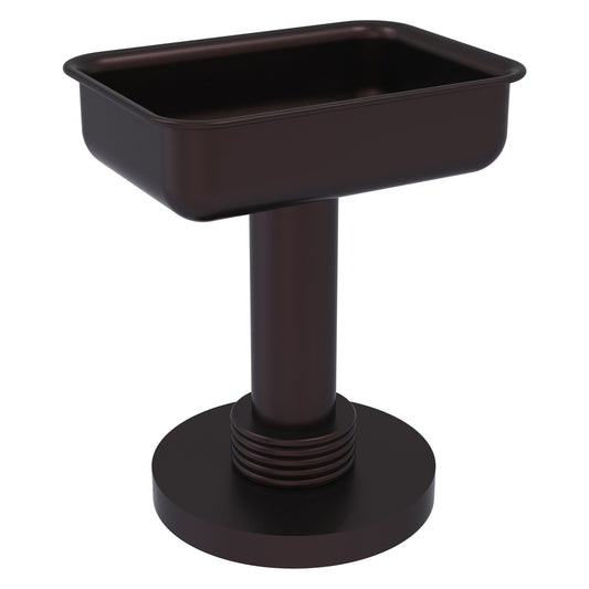 Allied Brass 956G 5" x 4" Antique Bronze Solid Brass Vanity Top Soap Dish With Grooved Accents