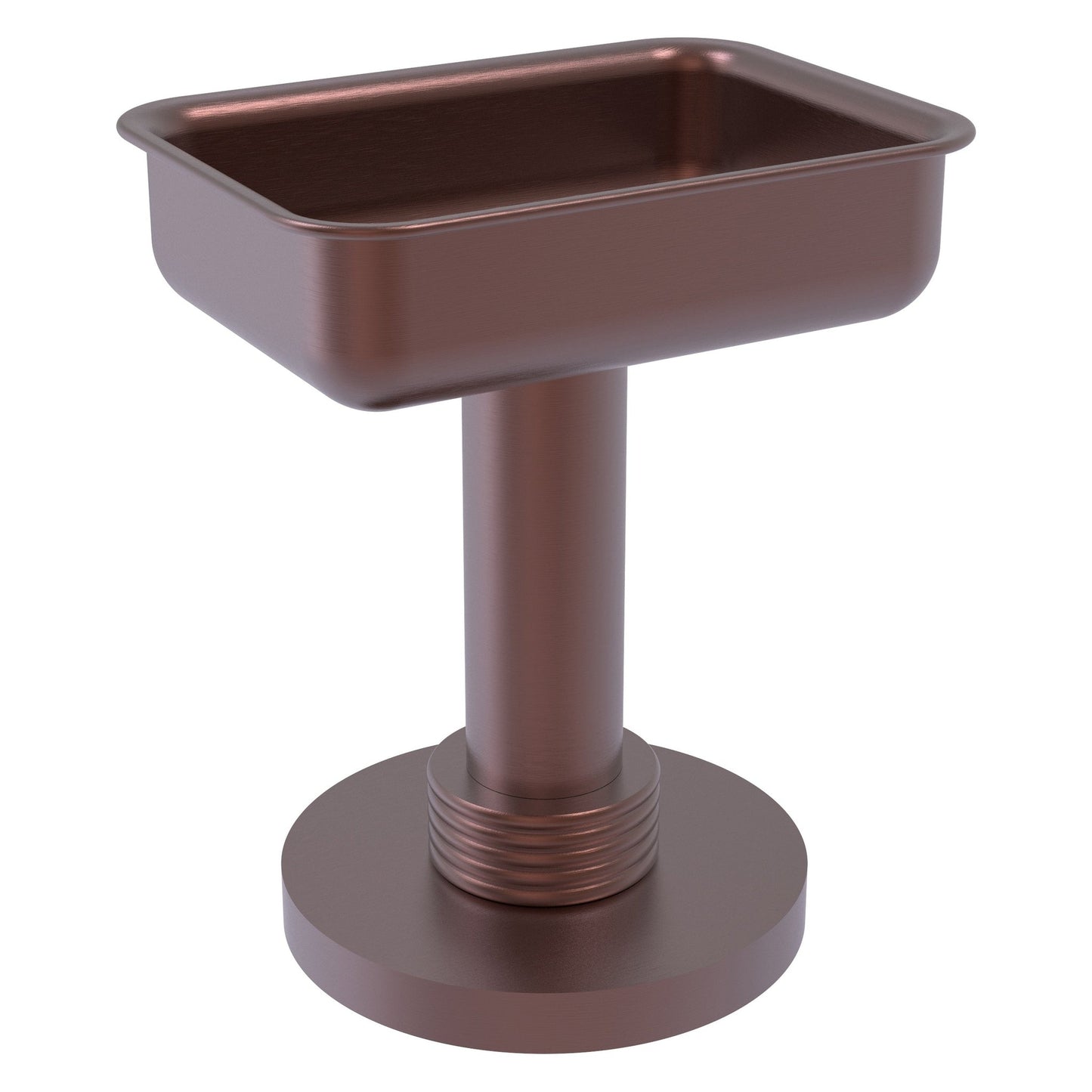 Allied Brass 956G 5" x 4" Antique Copper Solid Brass Vanity Top Soap Dish With Grooved Accents