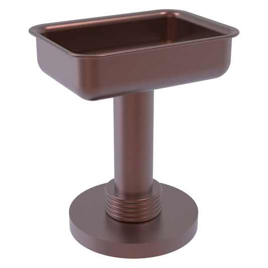 Allied Brass 956G 5" x 4" Antique Copper Solid Brass Vanity Top Soap Dish With Grooved Accents