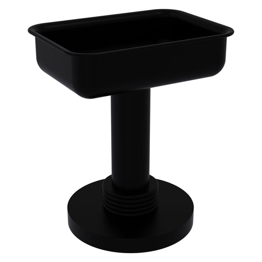 Allied Brass 956G 5" x 4" Matte Black Solid Brass Vanity Top Soap Dish With Grooved Accents