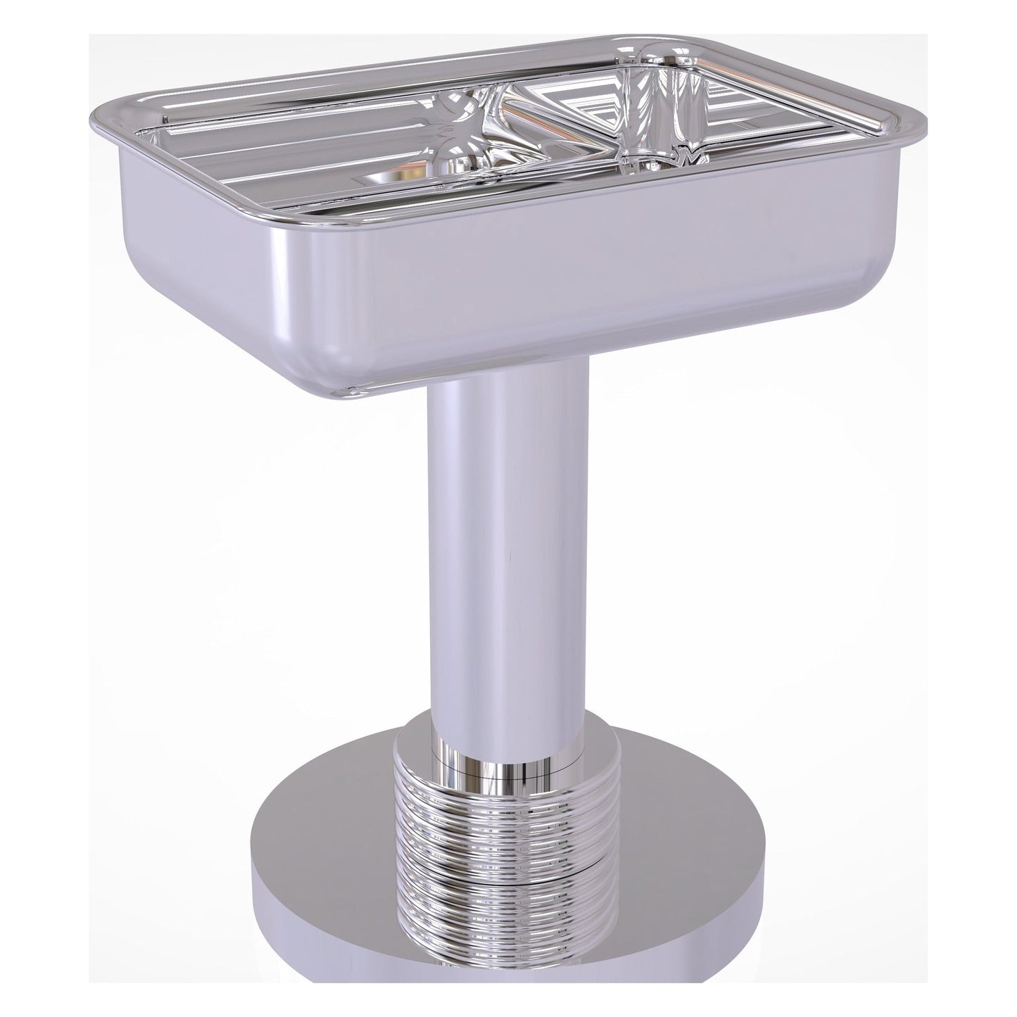 Allied Brass 956G 5" x 4" Polished Chrome Solid Brass Vanity Top Soap Dish With Grooved Accents