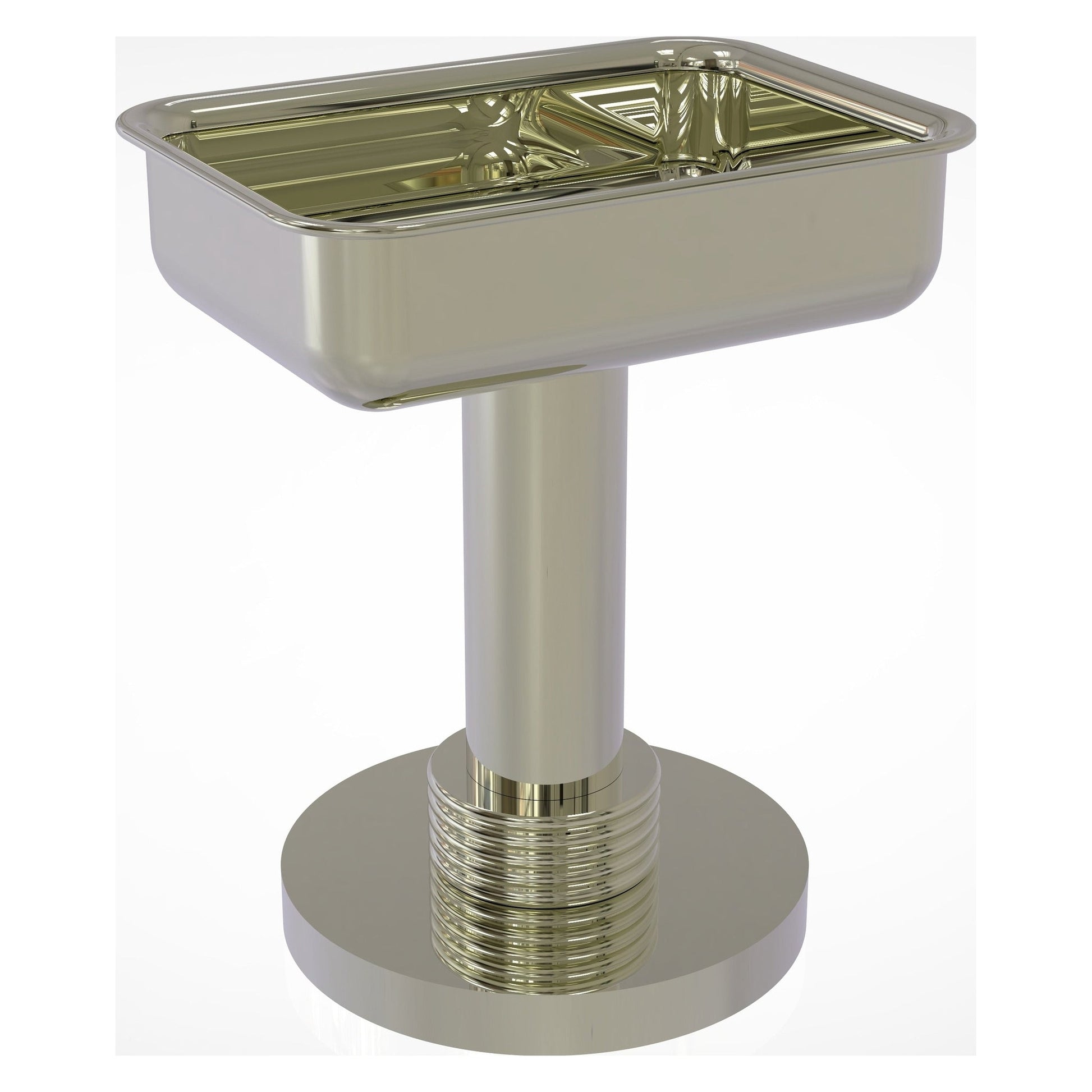 Allied Brass 956G 5" x 4" Polished Nickel Solid Brass Vanity Top Soap Dish With Grooved Accents